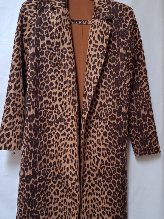 Zara Jackets & Blazers - Zara Leopard Print Duster Coat Women Medium Brown Animal Print Open Front Jacket